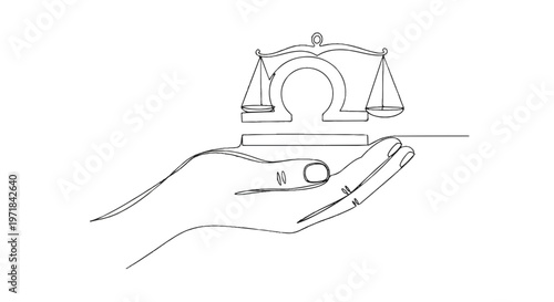 Justice, law, balance, scales, hand, vector icon, legal, symbol, illustration