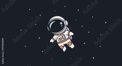 Astronaut floating in space cartoon illustration for science and exploration