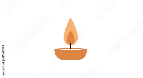 A single lit diya lamp flame.