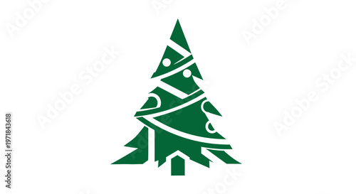 Green Christmas Tree Icon Symbol.