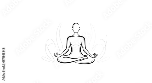 Minimalist outline of person meditating in lotus position