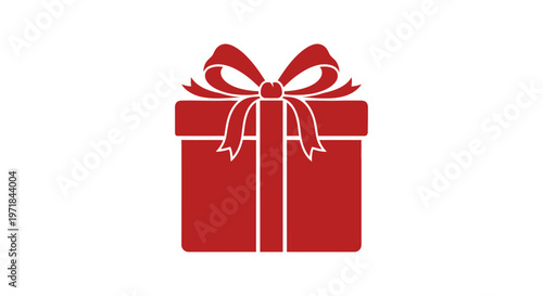 Red Gift Box with Ribbon Bow.