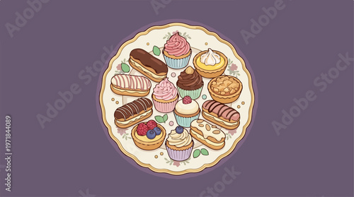 Assorted Sweet Baked Dessert Treats.