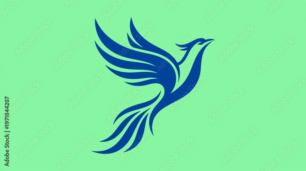 Obraz premium Blue Phoenix Bird Icon Graphic.