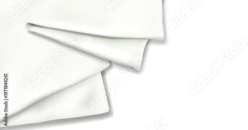 柔らかく折り重なる白い布の陰影と立体感が美しいミニマルで高級感のある抽象テクスチャ背景素材