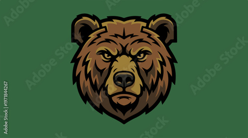 Brown bear head illustration graphic.