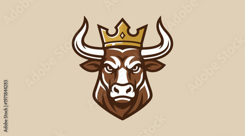 Brown Bull Wearing Gold Crown.