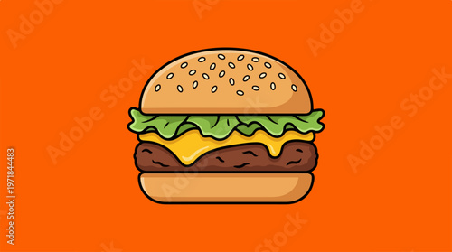 Cheeseburger on sesame bun.