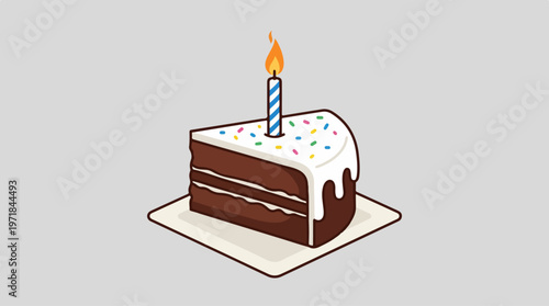 Chocolate Cake With Candle.