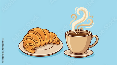 Croissant and coffee breakfast.
