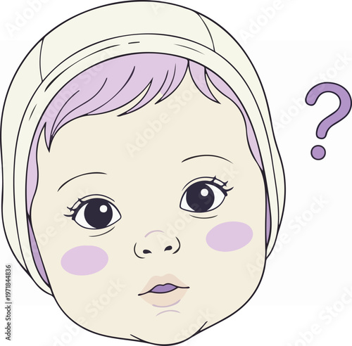 Cute Baby Face with Question.