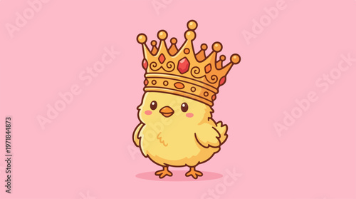 Cute Yellow Chick Wearing Crown.