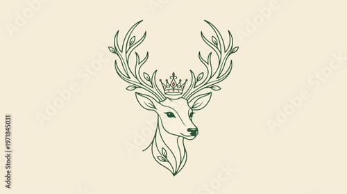 Deer Head with Large Antlers.