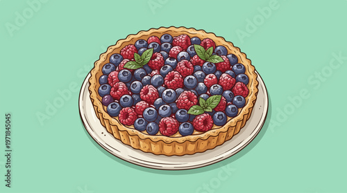 Delicious Fresh Fruit Berry Tart.
