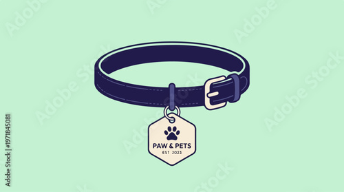 Dog Collar with Pet Tag.