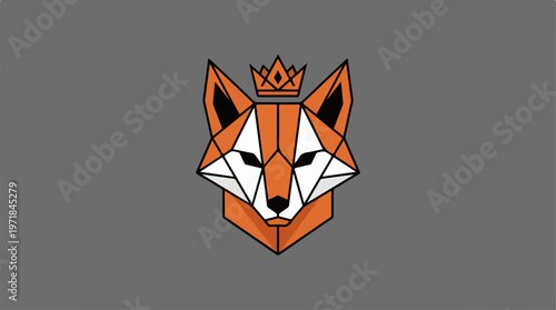 Geometric Fox Head With Crown.