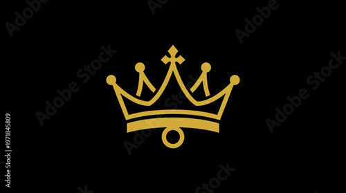 Elegant Gold Crown Logo on Black Background