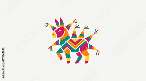 Colorful Piñata Graphic on White Background