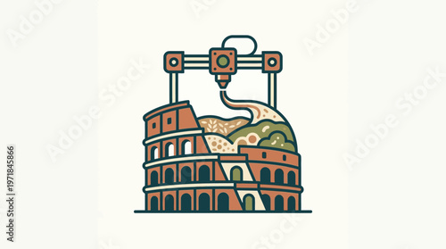 3D Printer Constructing The Colosseum