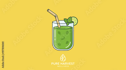 Green cocktail with lime and mint.