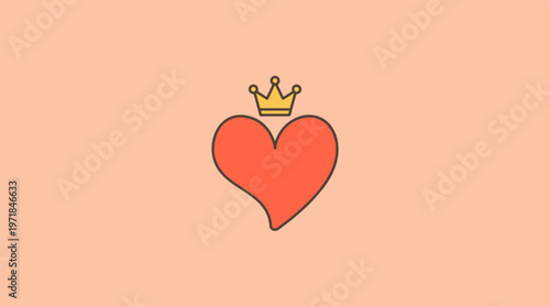 Heart with Golden Crown Symbol.