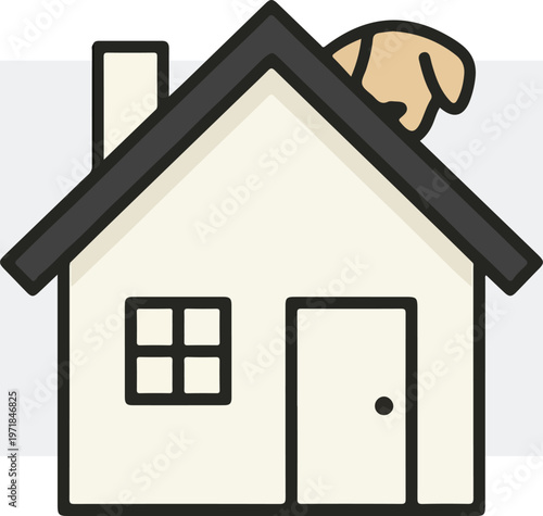 House with dog on roof.