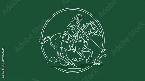 Man Riding Horse Polo Player.