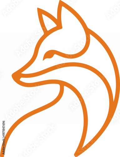 Orange Fox Head Illustration.
