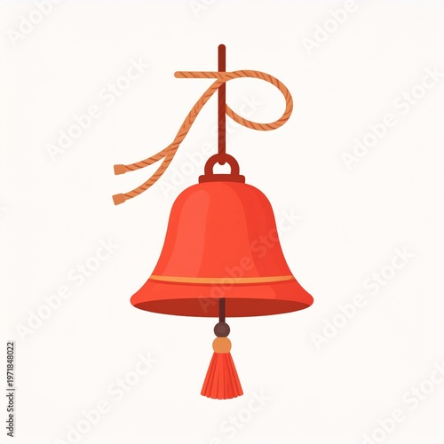 Cute Minimal Japanese Style Bell Ornament with Ribbon and Tassel