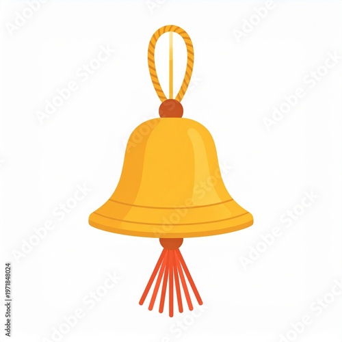 Minimal Red Decorative Bell with Rope and Tassel Illustration