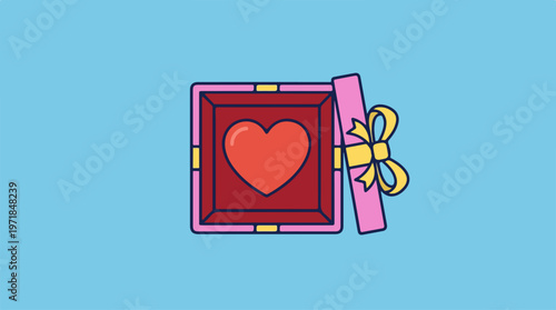 Pink gift box with heart.