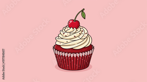 Red Velvet Cupcake with Cherry.