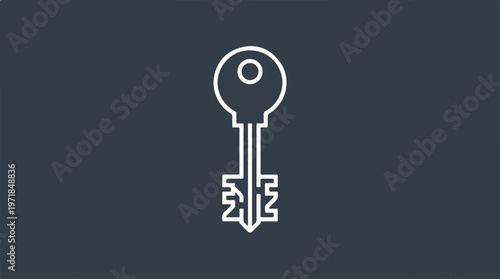 Single White Skeleton Key Icon.