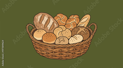 Variety of Bread in Basket.