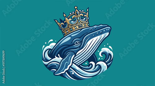 Whale Wearing Gold Crown.