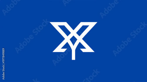 White Symbol on Blue Background.
