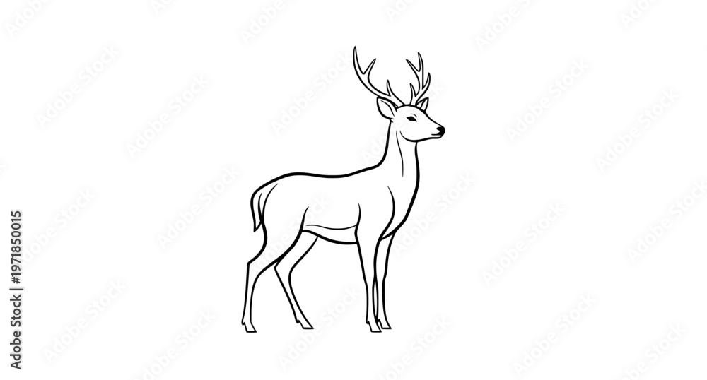 Obraz premium Elegant deer vector illustration in modern figure art style simple animal drawing isolated on white