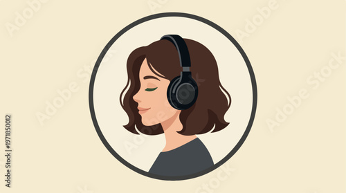 Woman Wearing Black Headphones.