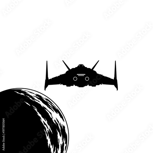 Celestial Voyager: A sleek silhouette of a spaceship soars through the cosmos, embarking on an interstellar journey, the earth providing an inspiring backdrop.