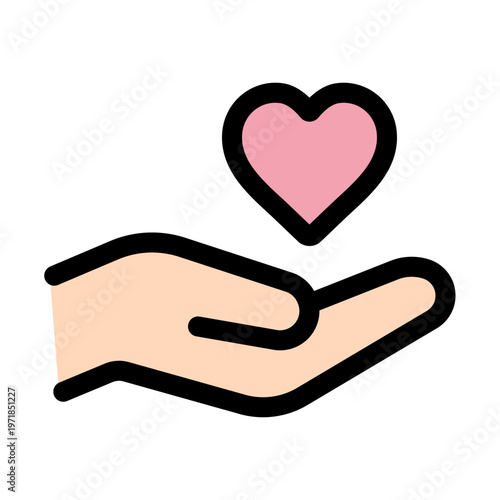 手とハートのアイコン（支援・思いやり）