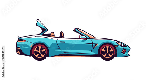 Blue Convertible Sports Car Side View Luxury Performance Vehicle Illustration