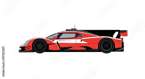 Red Endurance Race Car Side View Illustration High Performance Motorsport Vehicle Design