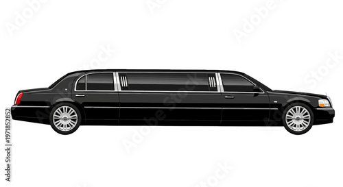 Black Stretch Limousine Side View Luxury Transportation Vehicle Illustration