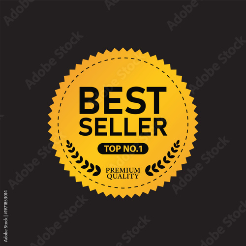 Top no. 1 best seller premium quality. Simple Flat Gold luxury elegant, template for icon, logo, label, sticker, Vector Illustration.