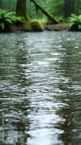 Rainforest Water Surface Ripples Gentle Motion Nature Scene