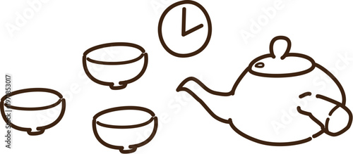 お茶を待つ　線画