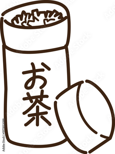 お茶缶　線画