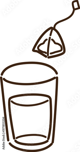 コップにティーバッグを入れる　線画