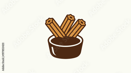 Churros Dipping in Chocolate Sauce