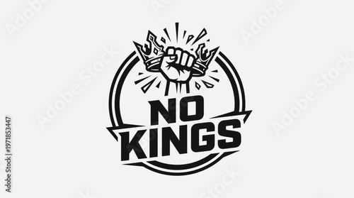 No Kings Logo With Fist and Crowns